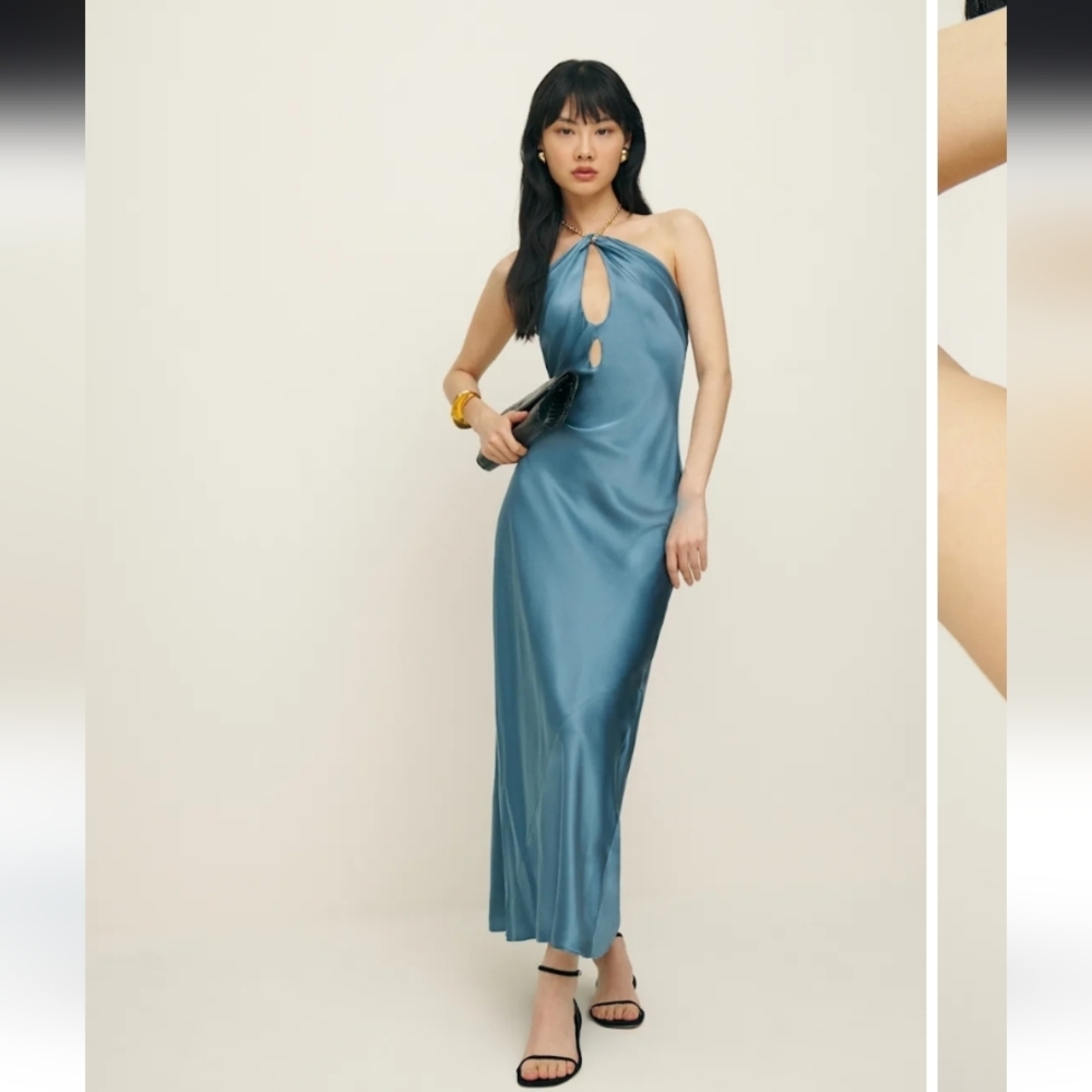 Reformation Yesenia Silk Dress Waves - Size M New With Tags